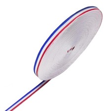 Blue White Red Striped Grosgrain Ribbons, 3/8 Inch x 55 Yards Polyester Fabri...