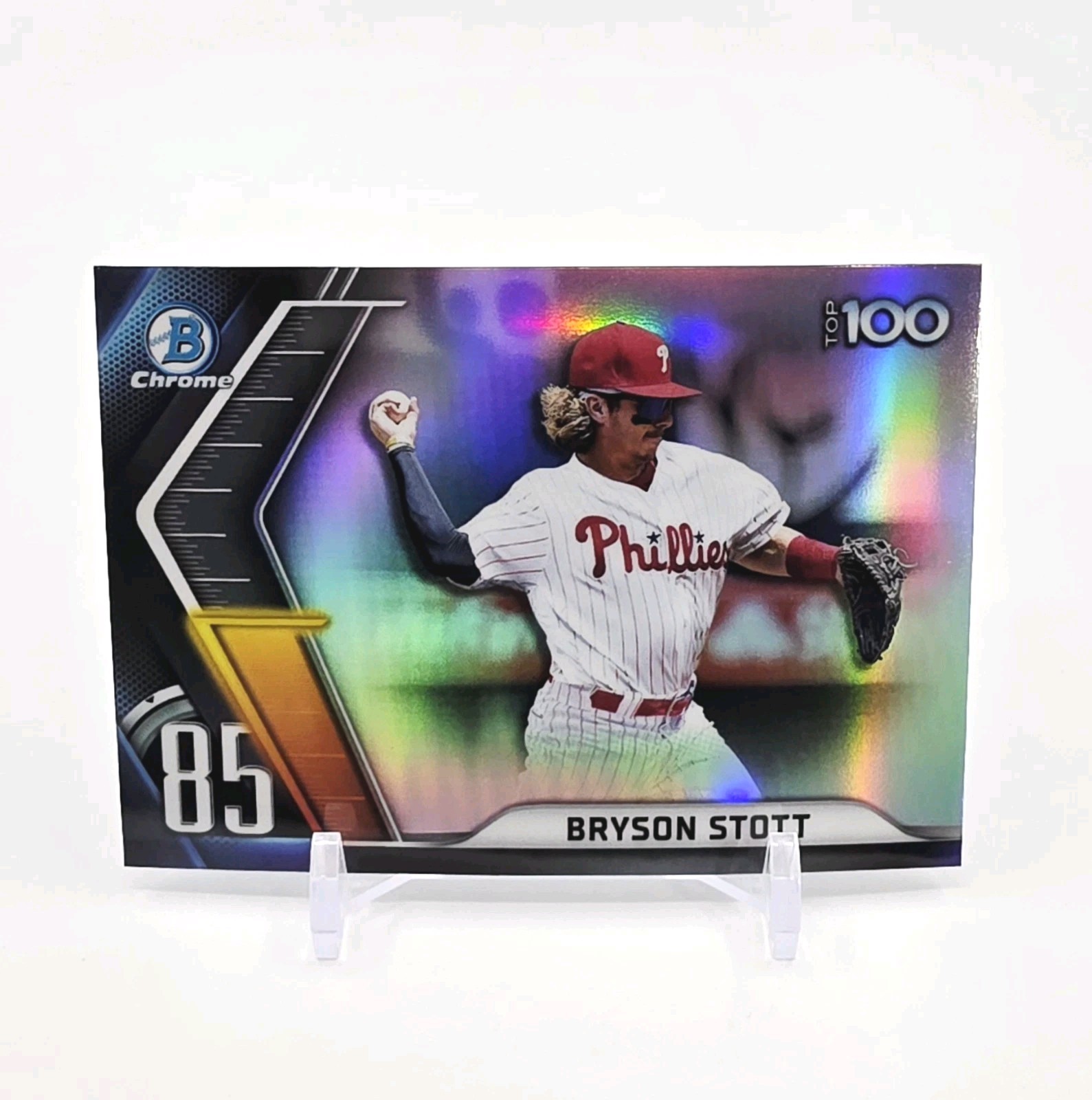 2022 Bowman Chrome Bryson Stott Bowman Scouts Top 100 Refractor No. BTP-85