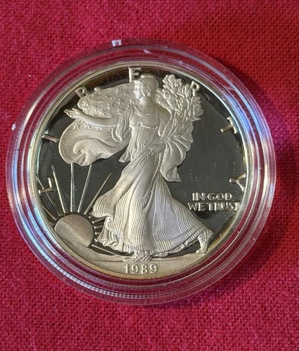 1oz 1989 S American Eagle Walking Liberty Silver Dollar Proof With COA
