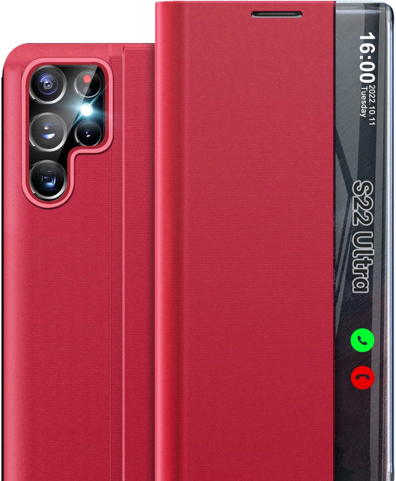 Coque S22 Ultra Étui Rabat Transparent pour Photos et Selfies Outdoor