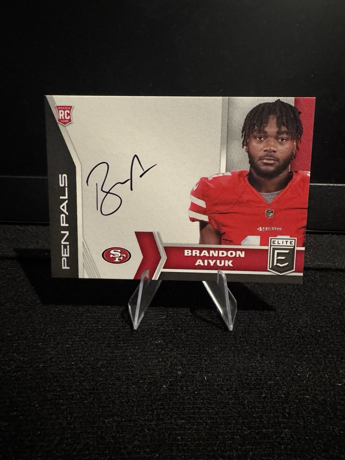 2020 Panini Donruss Elite Pen Pals Brandon Aiyuk #PP11 (AU, RC)