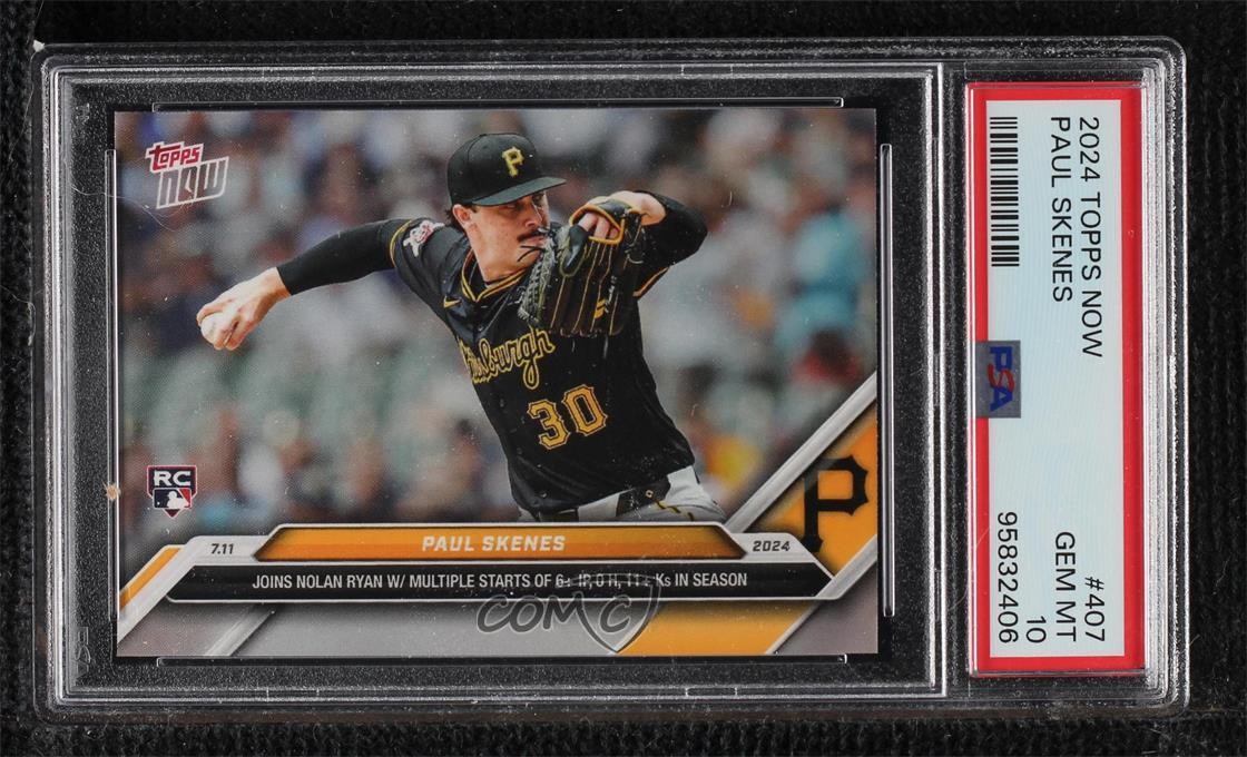2024 Topps Now /18345 Paul Skenes #407 PSA 10 GEM MT Rookie RC view 1