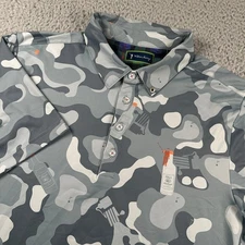 William Murray Polo Shirt Men's Medium Gray Camouflage Titos Vodka