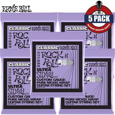 5-PACK Ernie Ball 2257 Ultra Slinky Classic Rock N Roll Nickel Guitar Strings