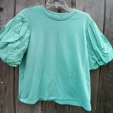 a.n.a A NEW APPROACH BLOUSE WOMEN'S SIZE XL TEAL COLOR PULL ON PUFF 3/4 SLEEVE