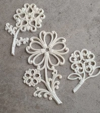 Homeco Retro Wall Decor 3 Piece Set  7"x 5" Vtg Ratton Home Interior Floral