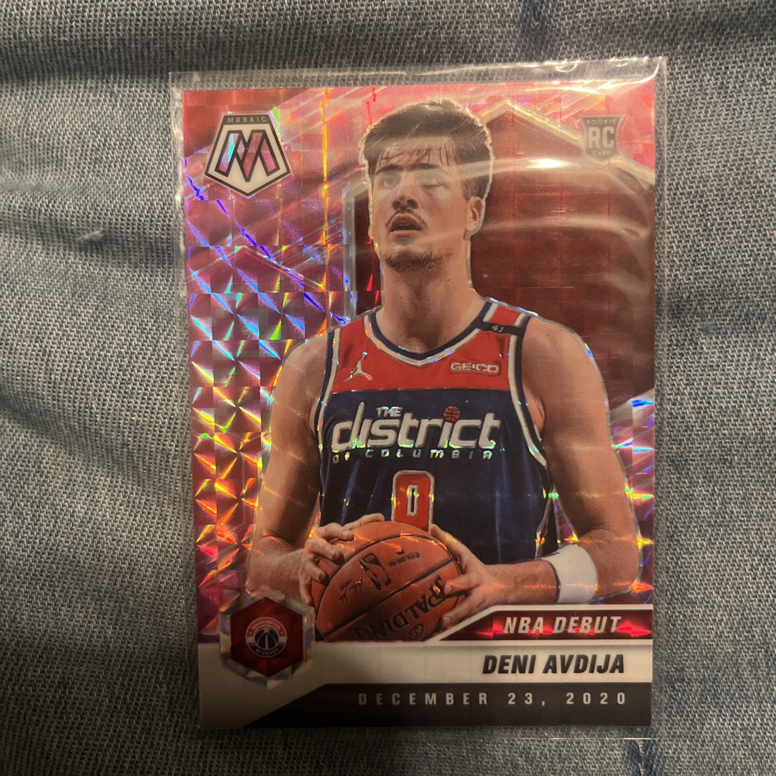 Deni Avdija Rookie Pink Camo 2020-21 Panini Mosaic #272 NBA Card Washington