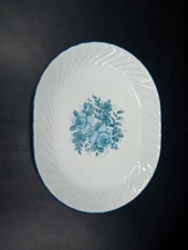 Corelle Corning Blue Velvet Rose Flower Swirl 12" Oval Serving Platter Vintage