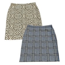 J McLaughlin Halle Reversible Pencil Skirt Medium Geometric Plaid Scuba Knit