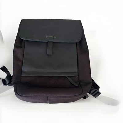 Kapten & Son Black Polyester Padded 15 in Laptop Backpack w/ Flap Closure