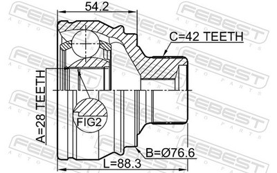Für FEBEST 1710-A7 OUTER CV JOINT 28X76.5X42