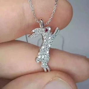 Authentic Celestial Hare Talisman 1Ct Lab Created Diamond Rabbit Pendant In 14K White Gold