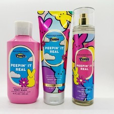 3/PCS SET PEEPS BATH BODY WORKS PEEPIN IT REAL SHOWER GEL, BODY CREAM MIST
