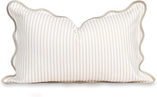 Coastal Patio Indoor Outdoor Scalloped Lumbar Pillow Cover Only, 12"X20" Water R