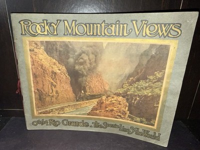 Antique Art Deco Era 1917 Rocky Mountain Views Illustrated Lithograph