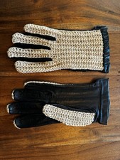 Vintage Dents Lancaster Men's Black Classic Crochet-Back Leather Driving Gloves