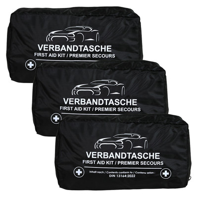 3 x Auto Verbandstasche Erste Hilfe Set Verbandskasten KFZ PKW DIN 13164 Schwarz