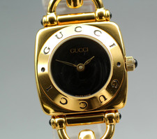 *Near MINT* Vintage GUCCI Horsebit 6300L Black Dial 22mm Ladies Qz Watch JAPAN