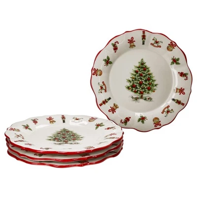 MAMBOCAT 4 piatti da pasticceria Maestro Natale ceramica 4 persone piatto da portata Natale