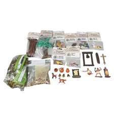 Missions Of California Diorama Figures Lot Farm People Animals Moss Rocks Set