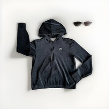 Fila Velour Velvet Sweatsuit Tracksuit Jacket Black Small Quarter Zip 90s