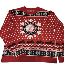 INDIAN MOTORCYCLE Christmas Sweater Mens XL Red Crewneck Pullover Knit Biker