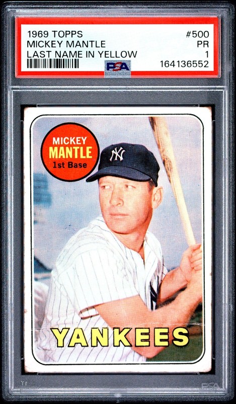 Mickey Mantle 1969 Topps Last Name in Yellow PSA 1 #500 New York Yankees