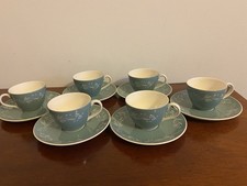 Royal Doulton Cascade D6457 -  Set of 6 X Small Coffee Cups And Saucers