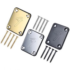 F Logo Vintage Guitar Neck Plate with 4 Screws for Fender Strat Tele Bass