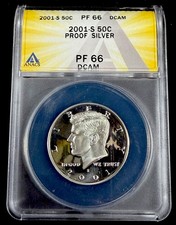 2001-S  ANACS  PF 66 DCAM  PROOF SILVER  Kennedy Half Dollar #4613