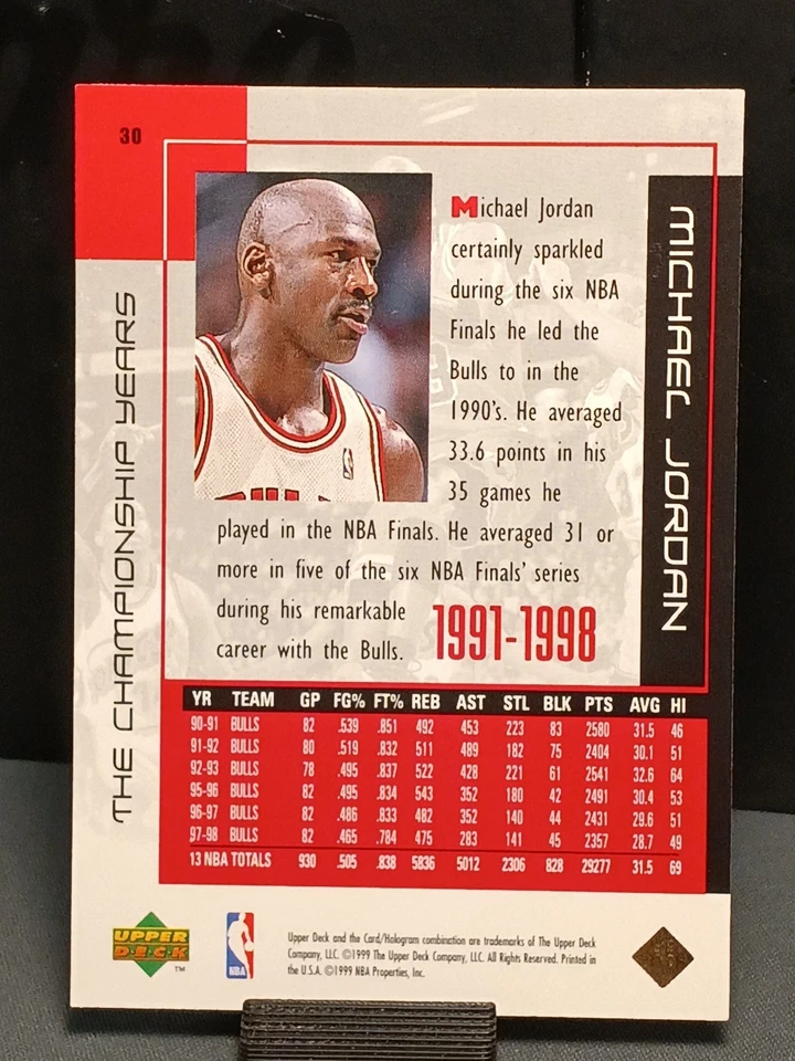 1999 Upper Deck MJ Career Collection #30 Michael Jordan Chicago Bulls  - Image 2 of 3