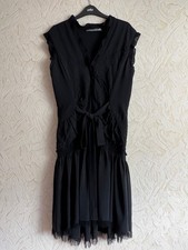 Balenciaga Black Silk Dress Intricate Cut Size 38