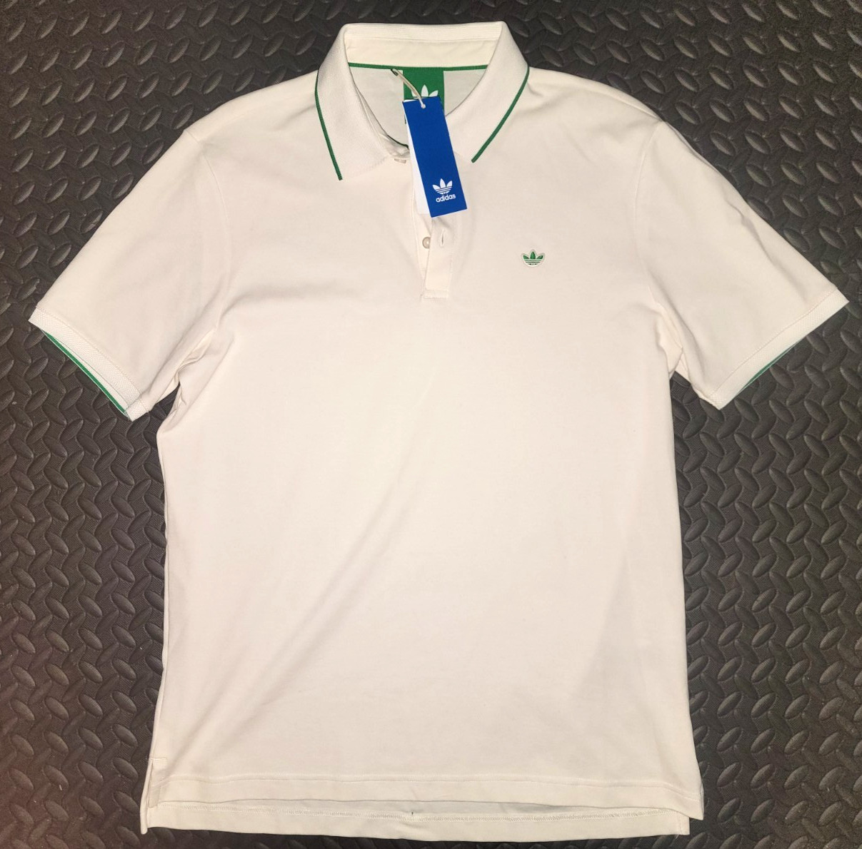 NEW MENS ADIDAS ORIGINALS TREFOIL POLO SHIRT ~SIZE XL  #JH3861 WHITE/GREEN thumbnail 8