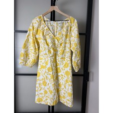 LOFT Floral Poplin Shirred Mini Dress Size 8