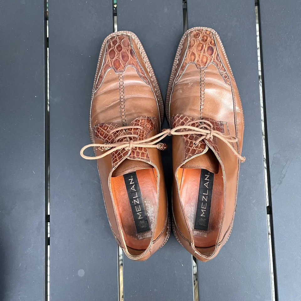 MEZLAN Farley Genuine Crocodile Alligator Lace Up Oxford Shoes Men's Size 8 M - Image 3 of 4