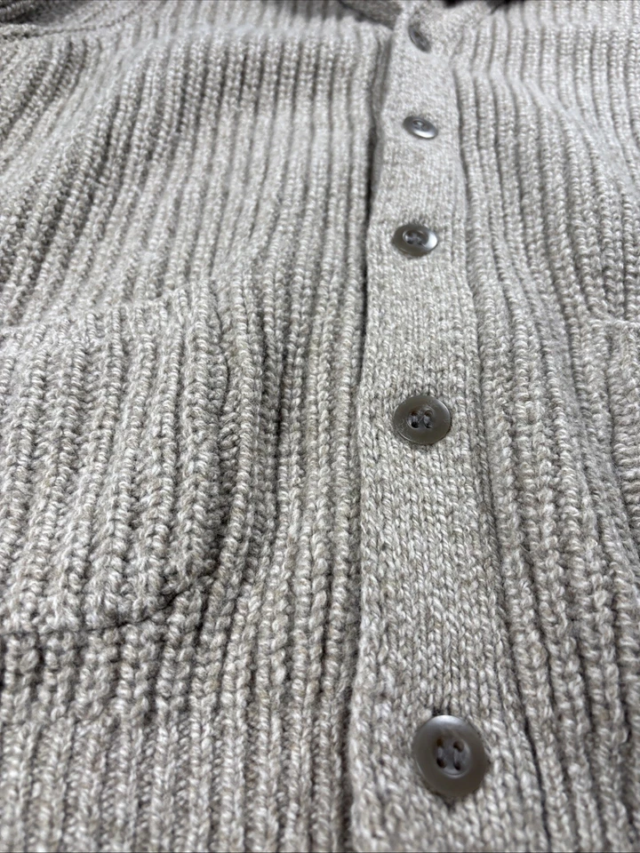 Cárdigan suéter de lana LL Bean Ragg grande de lana de cordero marrón para hombre Foto 2 de 4