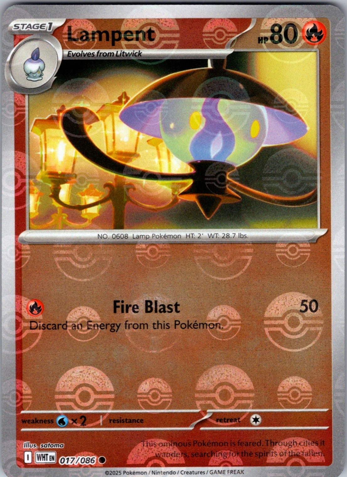 Lampent (Poke Ball Pattern) 017/086 Common Holo SV: White Flare NM