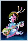 India Postcard Oil on Canvas by Avinash Godbole Raga Malkaus Air India c1950's
