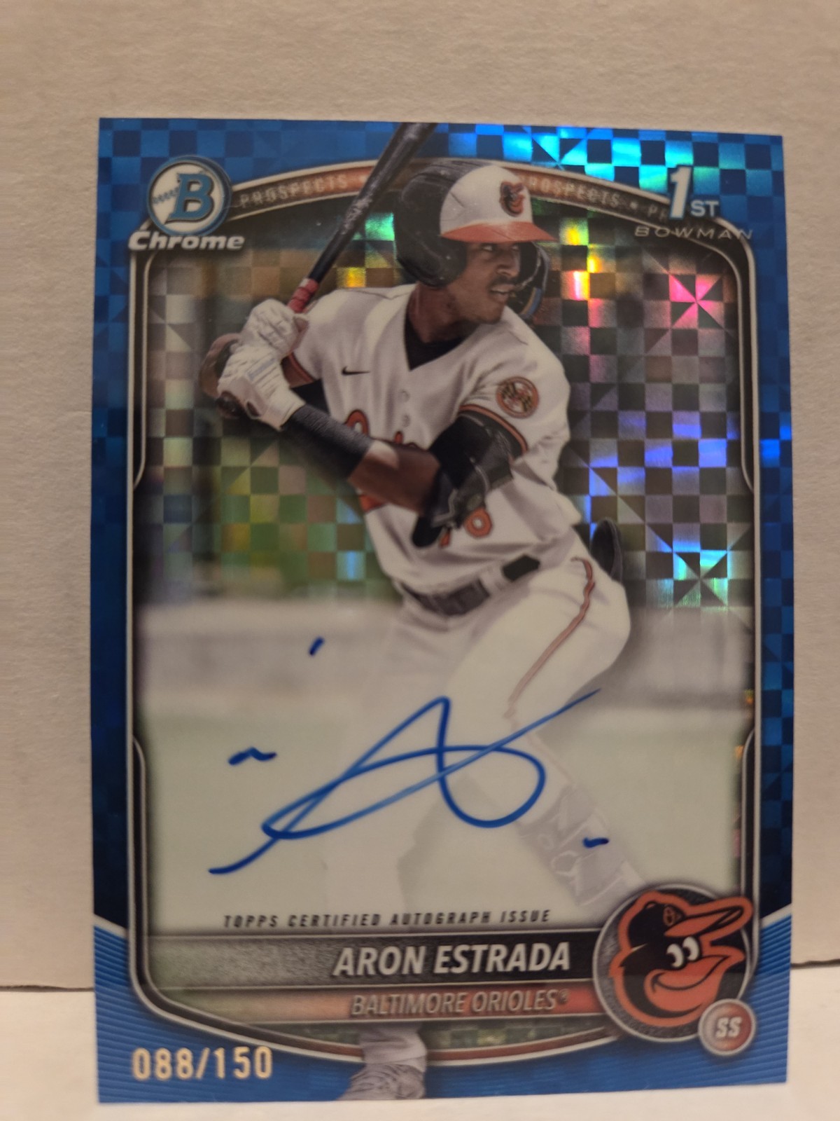 Aron Estrada 2025 Bowman Chrome Blue X-Fractor Refractor Auto /150 1st Prospect