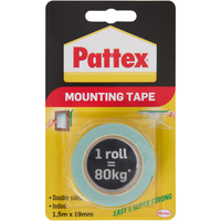 Pattex Montageband 19Mm X 1,5M, 80Kg Doppelseitiges Klebeband Extra Stark Innen