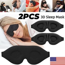 2Pcs Eye Mask Sleeping Eye Mask Soft Padded Shade Cover Breathable Rest Relax US