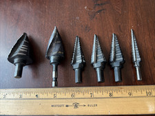 Lot of 6 Milwaukee Step Drill Bits #12, #9, (three)#4's & #1 Made in USA