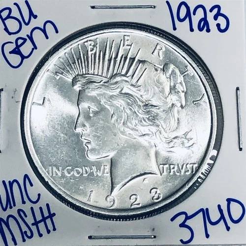 1923 BU UNCIRCULATED SILVER PEACE DOLLAR AUTHENTIC U.S. MINT FREE SHIPPING 3740