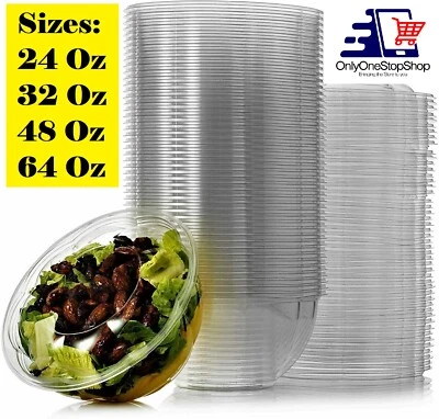 NICOLE FANTINI 50 Pack Plastic Salad Bowl Disposable Salad Container With Airtight Lids Choose