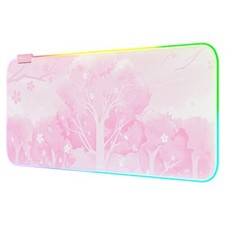 Pink RGB LED Gaming Mouse Pad 14 Modes Glow Pad Extra Large Gaming MousepadWa...