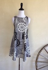 ZARA COLLECTION Super Cute Sleeveless Black Gray White Poly Blend Dress Sz S NWT