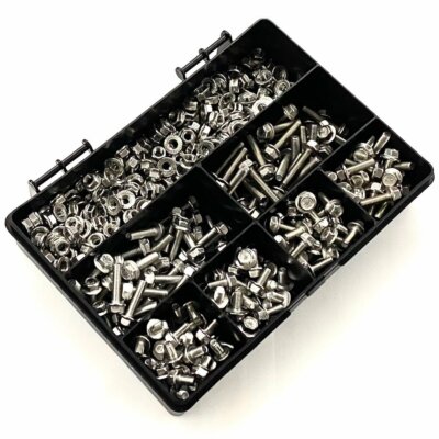 460 x VERSCHIEDENE M5 A2 EDELSTAHL SECHSKANT SECHSKANT FLANSCHSCHRAUBEN & GEZAHNTE MUTTER SET