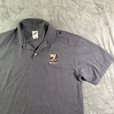 Vintage Warner Bros Mr Fix-It Taz Embroidered Polo Shirt Cartoon Character L