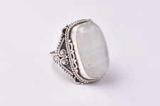 Natural Rainbow Moonstone Gemstone 925 Sterling Silver Handmade Ring For Gift