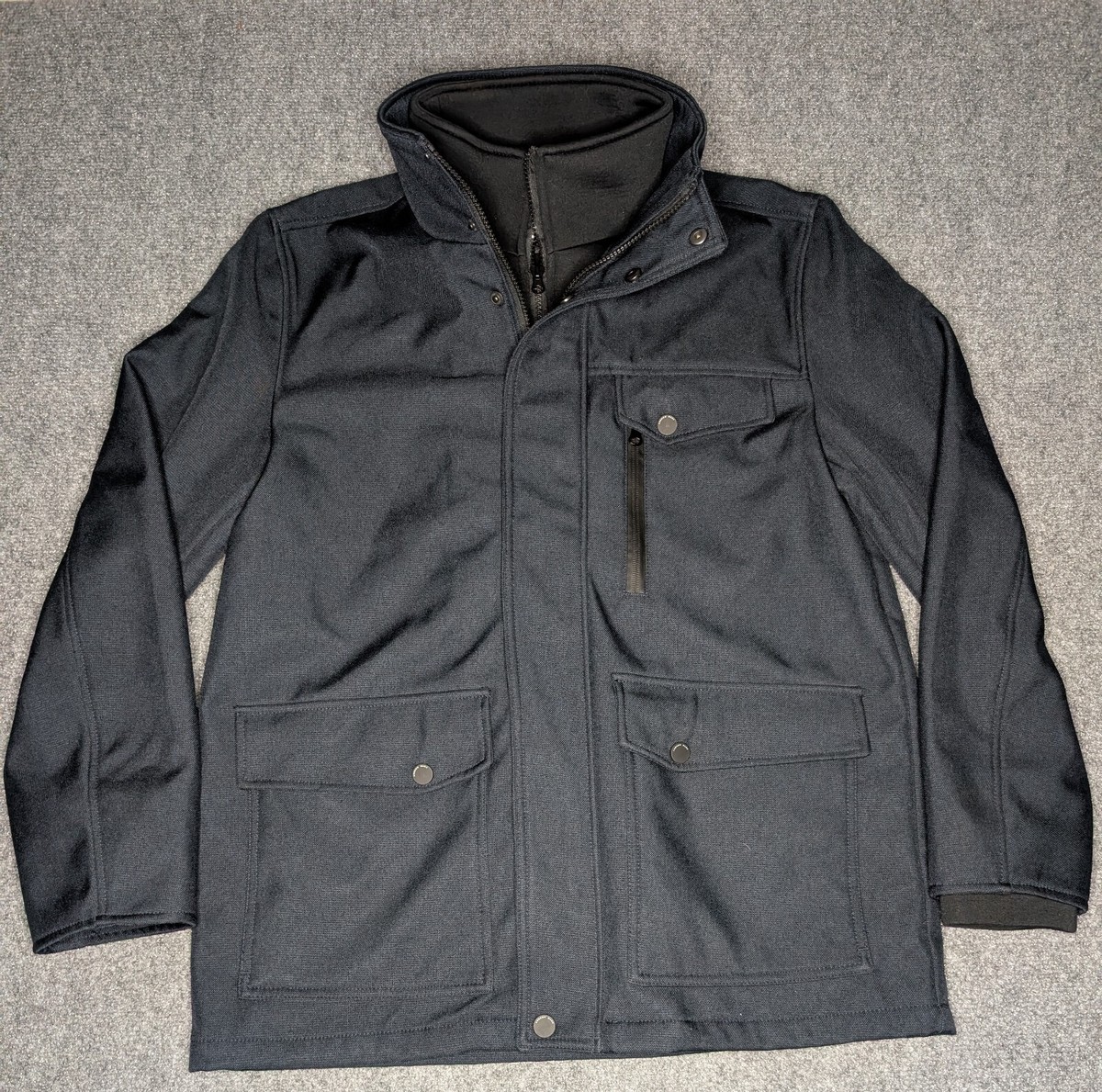 Marc New York Andrew Marc Men's Textured Zipper Jacket Navy Blue